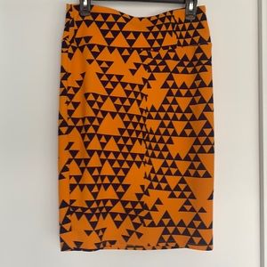 Lularoe tribal print blue orange pencil skirt M